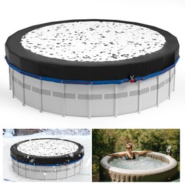 MIXC 24 Ft Round Pool Cover, Solar Covers for Above Ground Pools, Summer Pool Cover Protector with Pool Cover Accessories, Round Hot Tub Cover Ideal for Waterproof and Dustproof (Black)