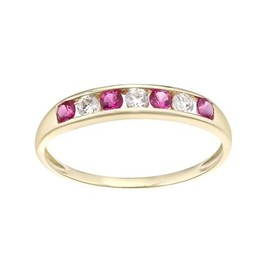 Old English Jewellers 9ct Yellow Gold on Silver Ruby Eternity Ring - sizes J to V (U)