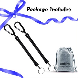 2 Pcs Stretchy Spiral Keyring With Color Carabiner Spiral Retractable Coil Spring Key chain Theftproof Anti-Lost Stretch Cord Safety Key Ring for Keys, Wallet, Cellphone, Backpack