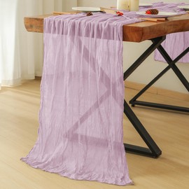 Leetaltree 1 Pack Lilac Cheese Cloth Table Runner, 35x120 Inch Boho Rustic Cheese Table Runner, Table Runners for Bridal Baby Shower Decorations or Wedding Table Decorations