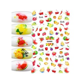 Generic Summer Ice Cream Nail Stickersnow Cone Gelato Donut Fruit Peach Cherry G646Ms Nail Wraps Art Stickers Manicure Supplies for Women for Home Nails Full Long Lasting Easy Apply and Remove