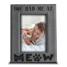 BELLA BUSTA- You Had Me at Meow- Cat Frame-Pet Frame-Engraved Leather Picture Frame(5"x 7" Vertical)