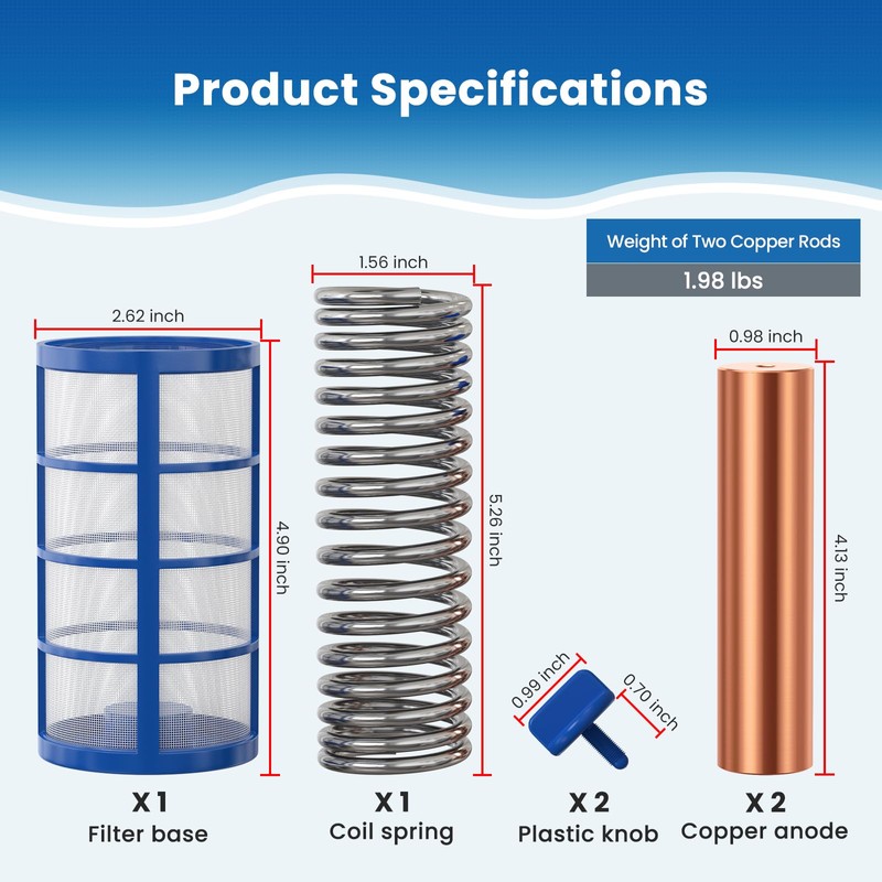Troxlly Pool Ionizer Copper Replacement Kit (Enhanced Thickened Copper Rod)