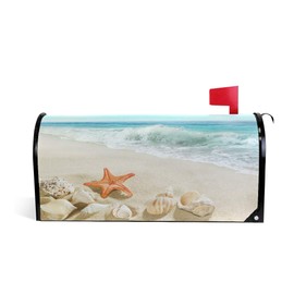 WOOR Summer Beach and Starfish Magnetic Mailbox Cover Oversized for Garden Yard Outdoor Decorations-20.8" x 25.5"