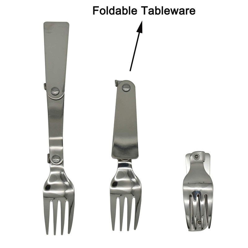 Maydahui 6PCS Foldable Spoon Fork Portable Camping Cutlery SUS 18/8（304）Stainless