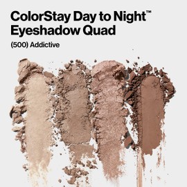 Revlon ColorStay Day to Night Eyeshadow Quad, Longwear Shadow Palette with Transitional Shades and Buttery Soft Feel, Crease & Smudge Proof, 500 Addictive, 0.16 oz