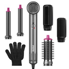 Jolitoi Hair Dryer Brush & 6 in 1 Hair Styler, Air Styler with 110,000 RPM High-Speed Negative Ionic Hair Dryer, Auto Wrap Curler, Blow Dryer Brush for Volumize, Straight, Wavy, Curly (Dark Grey)
