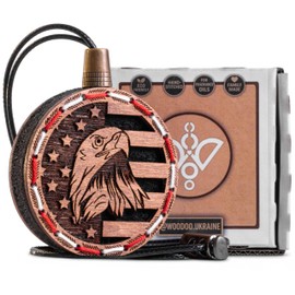 @Woodoo.Ukraine Wood Car Air Freshener - American Flag Design - Handcrafted Fragrance-Free Essential Oil Hanging Diffuser with Felt Pad - Add Your Own Oils - Refillable - Car/Truck/SUV - Cardboard Box