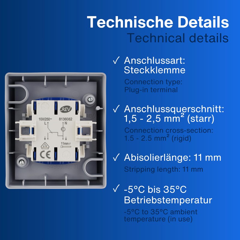 REV 0511641777 AquaForm Control Switch for Wet Rooms, IP44, 1-Pole,