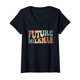 Womens Milkman & Milk Deliveryman Milk Truck & Milk Farmer V-Neck T-Shirt