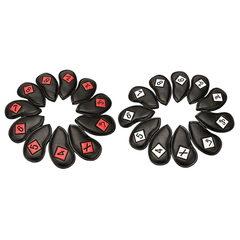 F Fityle 11Pieces Waterproof Leather Golf Iron Head Covers Set