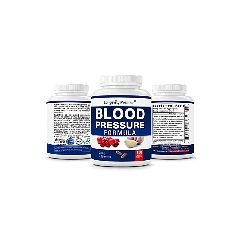 [3-Bottle X 150 Caps] Longevity Blood Pressure Formula -Scientifically formulated