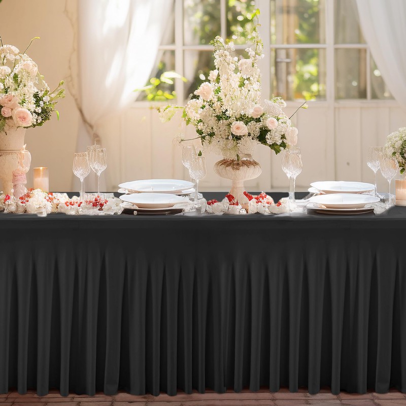 Party Talk 1 Pack Black Rectangular Table Cloth, 8FT x