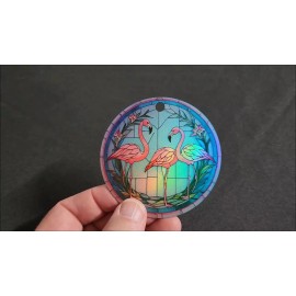 Gulf Coast Laser Graphics Flamingos Pink and Teal Design Holographic Bird Ornament