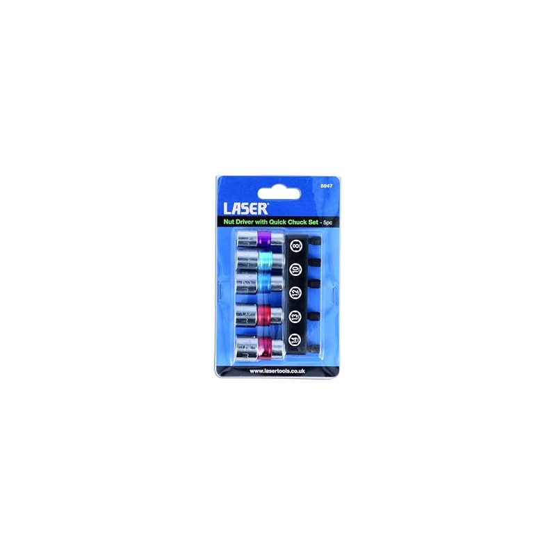 Laser 8947 Nut Driver with Quick Chuck Set of 5
