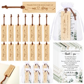 Skyygemm 25 Sets Wedding Favors for Guests Bulk Include Bamboo Bookmark with Tassel Thank You Cards Organza Bag Wedding Party Souvenirs Return Gift Bridal Shower Favors for Reading Lover