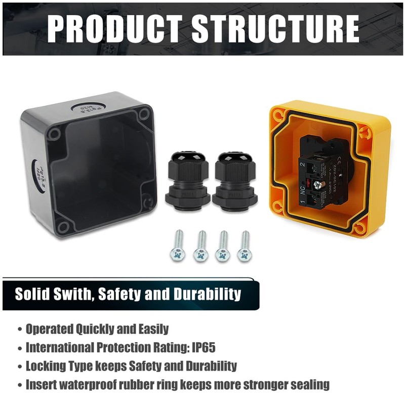 KEYMOO 2 Packs Emergency Stop Push Button Switch,1NC 10A 660V