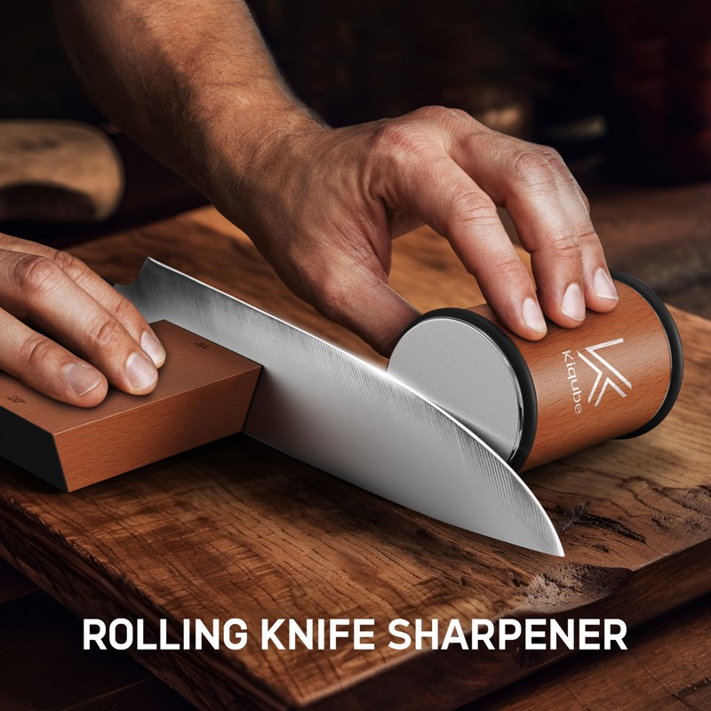 Kiqube Rolling Knife Sharpener Kit with Diamond Discs – Precision
