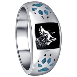 Southwestern Style Wolf Paw & Claw Turquoise 925 Sterling Silver Ring 7