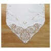 Festive Christmas Table Runner Sandy with Plauen Lace in White/Gold