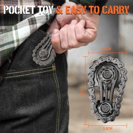 Black Sprockets Fidget Spinner Toy for Kids Adults, Metal Bicycle Chain Desk Fidget Toy, Fidget Block Kinetic Gear Finger Spinning Gift for Birthday Party Gift