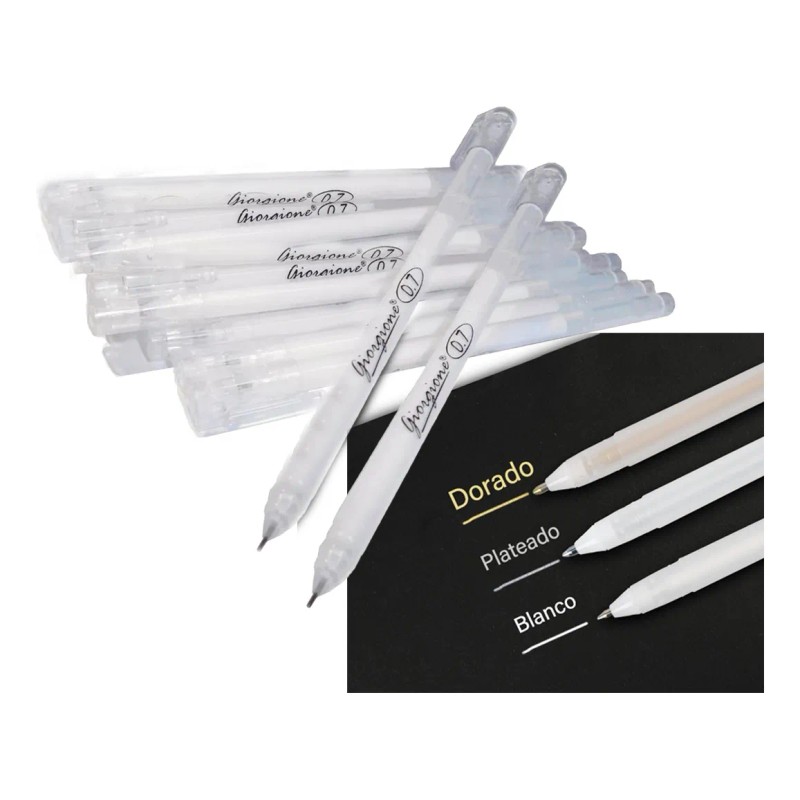 12 Plumas Bolígrafos Lapiceros De Tinta Blanca Gel 3 Colors