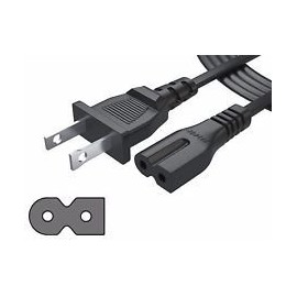 UNIELEC UC-225 UP-117 E65714 10A 125V 2 Prong Square Round Power Cable Cord, NISPT-2, 2X18AWG(0.824mm2), IEC60320-C7, Black/White, 6FT