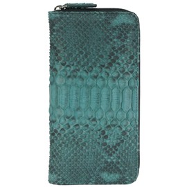Bliss Leather Feng Shui Money Boost (Diamond Python) 1 Piece Long Wallet, Snake Leather, Genuine Leather, Round Zipper, Genuine, green, wallet money luck wallet long wallet men women unisex luxury