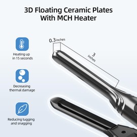 Mvxitanny Small Flat Iron 3/10'' Pencil Flat Irons for Short Hair,Pixie Cut & Bangs,Skinny Hair Straightener for Edges with LED Display,Travel Hair Straightener with Dual Voltage,Auto Shut Off（Gray）