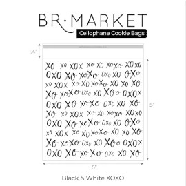 BR Market Premium Cellophane Bakery Bags - Crystal Clear Self-Sealing Bags XOXO 5x5 100 ct