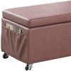 HomeRoots Brown Weave Faux Leather Rolling Storage Ottoman with Multi
