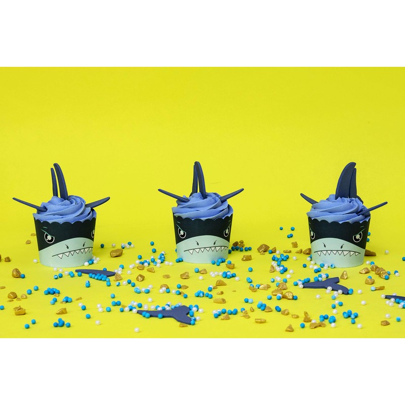 PME Cupcake Decorating Kit with Edible Toppers, Shark Attack