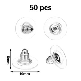 50Pcs Earring Backs, Soft Transparent Earring Backs Safety Backs, Bullet Clutch Plastic Earring Backs, Earring Backs Replacements, for Hook Earring, Studs, Hoops, DIY