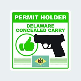 Delaware Concealed Carry Permit Holder Sticker Adhesive Vinyl 2a permited v2 FA Vinyl - 4.00 wide