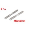 sourcing map M6x60mm 304 Stainless Steel Double End Threaded Stud