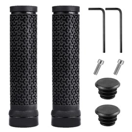 Vonmerie 102g Bike Handle Grips - Single Lock Aluminium Ring, Non-Slip Design for MTB/Road/Fixie Bicycles (20-22mm) (black)