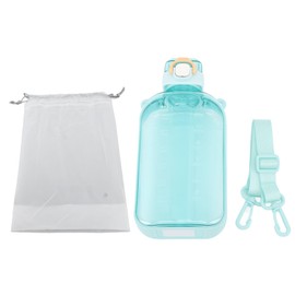 Botella de Agua Plana de 750 ml, PC Transparente Delgada a Prueba de Fugas con Escala y Correa, Portátil para Viajes Gimnasio Campamento