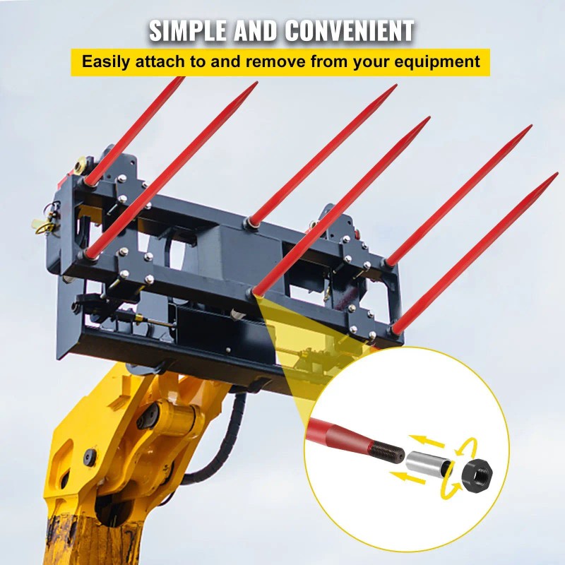 Hay Spear 49 Inch Red Coated Bale Spike Quick Attach