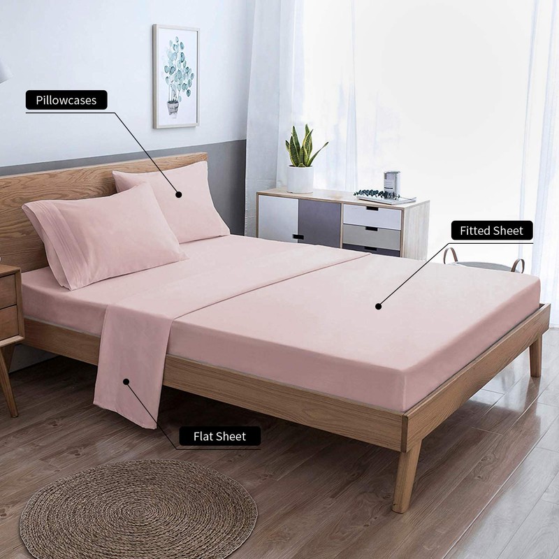 EaseHome Pink Bed Sheets Set Twin Size -Girls Twin Size