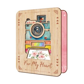 FREEBLOSS Wooden Cards Camera Greeting Cards Anniversary Wooden Card Flowers Wood Anniversary Card Foldable Wooden Anniversary Greeting Card