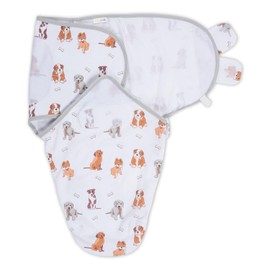 LollyBanks Baby Swaddles, 100% Organic Cotton Swaddles for Newborn Boy and Girl, 0-3 Months Baby Swaddle Sacks with Easy Change Zipper, Newborn Swaddle Neutral Baby Registry (Puppies Print)
