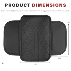Car Center Console Cover, Leather Auto Armrest Cushion Pad with Two Storage Pockets, Waterproof Arm Rest Box Mat Protective Cover for Sedan SUV Truck, Car Accessories (Black)