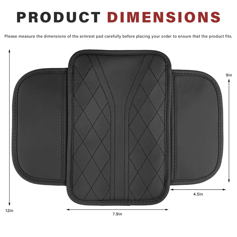Car Center Console Cover, Leather Auto Armrest Cushion Pad with