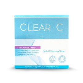 Clear C Eye Lids Pre Moistened Cleaning Wipes for Dry Eyes, Red Eye Irritation - Rinse Free Eye Cleansing Wipes - 30 Count, Pack of 1 Individually Wrapped Travel Wipes