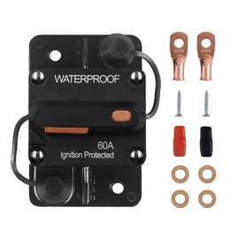 60 Amp Circuit Breaker Manual Reset with Switch Button for Boat Marine RV Yacht Battery Truck Solar, 12V - 48V DC, Waterproof 60A