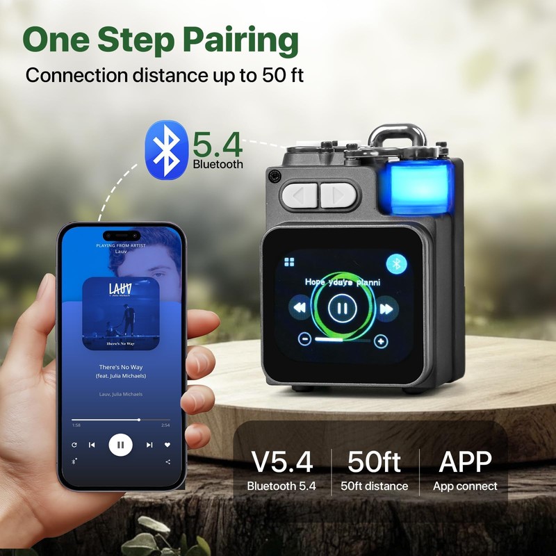 Mini Bluetooth Speaker, Smart Wireless Portable Speaker with Touchscreen, Loud