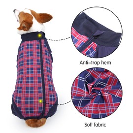 HEYWEAN Dog Recovery Suit Long Sleeve Dog Bodysuit After Surgery Dog Onesie With Zip Dog Surgery Recovery Suit Dog Surgical Suit Wound Protector Dog Pajamas Cone E-Collar Alternative