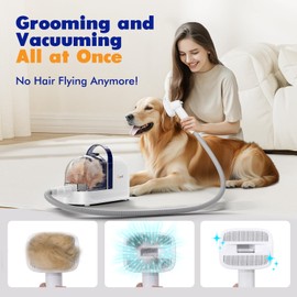 Rywell Dog Grooming Kit, 12000Pa Pet Grooming Vacuum with Clippers&Brushes for Shedding, Trimming&Vacuuming, Pet Grooming Vacuum for Dogs, Pet Grooming Kit, Low Noise, 1.5L