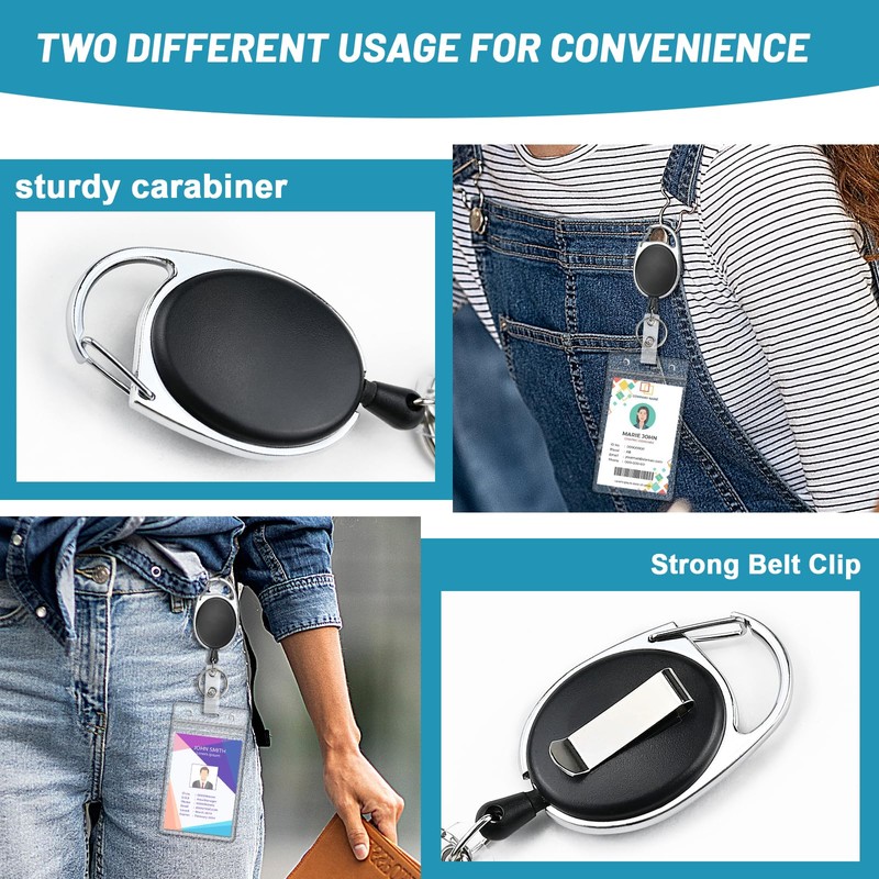 2 Pack ID Badge Holder with Retractable Badge Reel Clear
