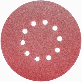 FEIHU Pack of 15 Sanding Discs 225 mm, Sandpaper 225 mm Velcro, Grit 40, 10 Holes in Red, Sandpaper for Drywall, Suitable for Wall and Ceiling Sanders FEIHU